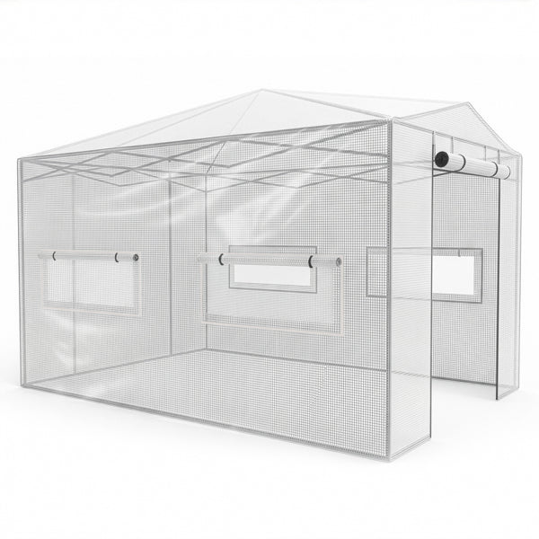 8x12ft Foldable Greenhouse Shed - Plastic Sprayed Iron Pipe Mesh
