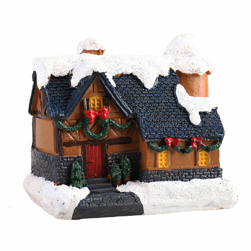 Christmas Small House Micro Landscape Resin Decorations - Festive Holiday Decor