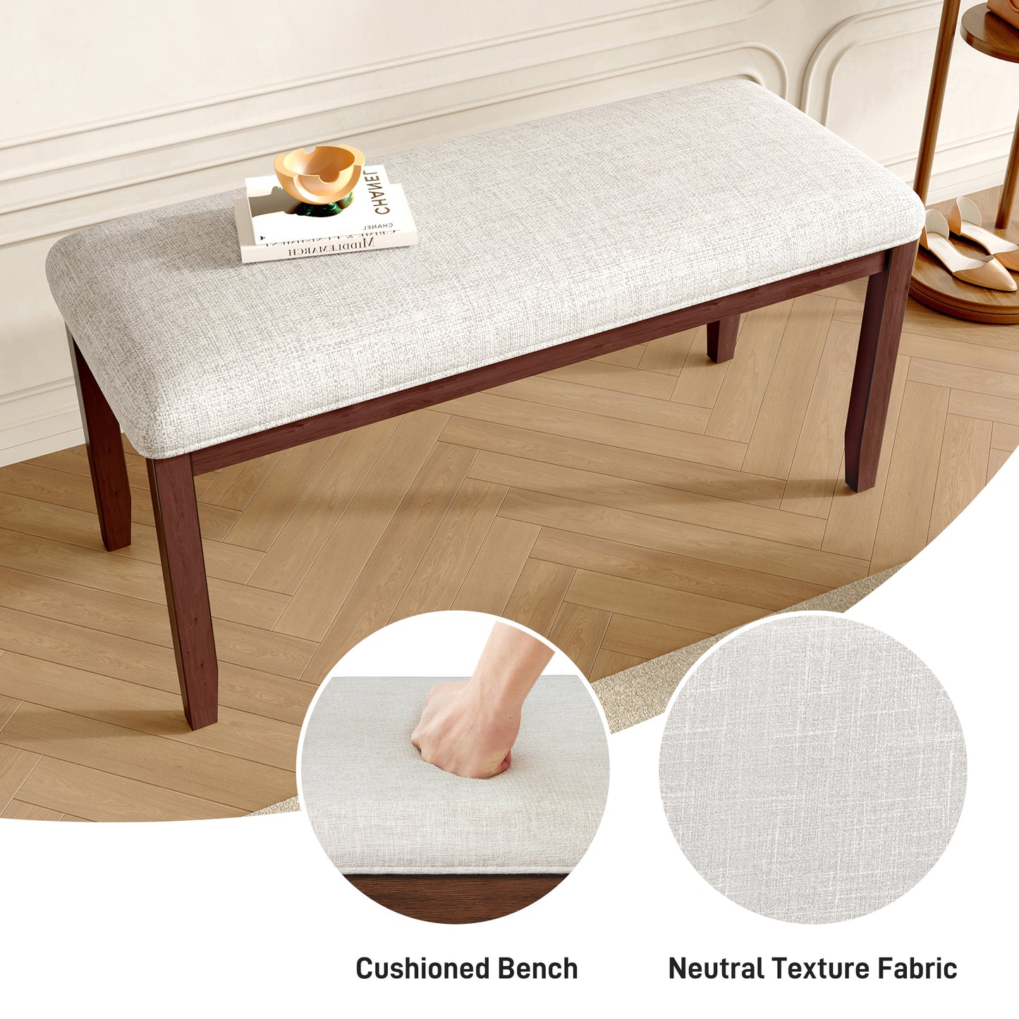 Upholstered Bench For Bedroom End Of Bed,38-inch Entryway Living