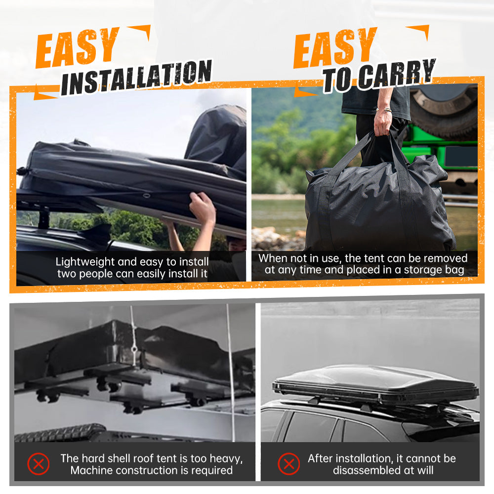 Amphibious Inflatable Car Roof Tent for 2-3 People - Black