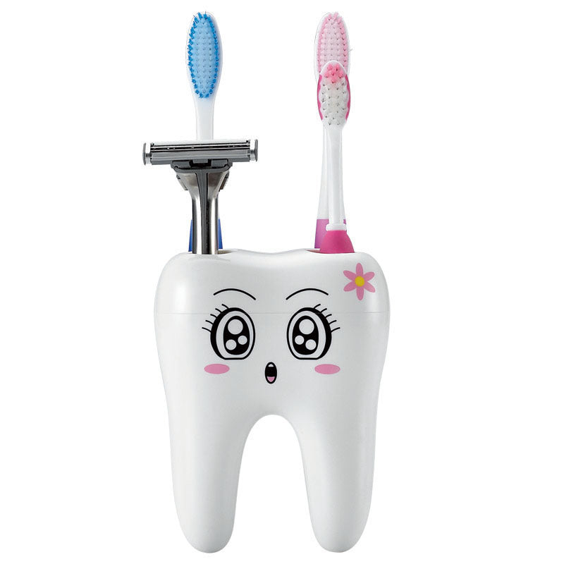 Cute Cartoon Toothbrush Holder for Bathroom Storage - White