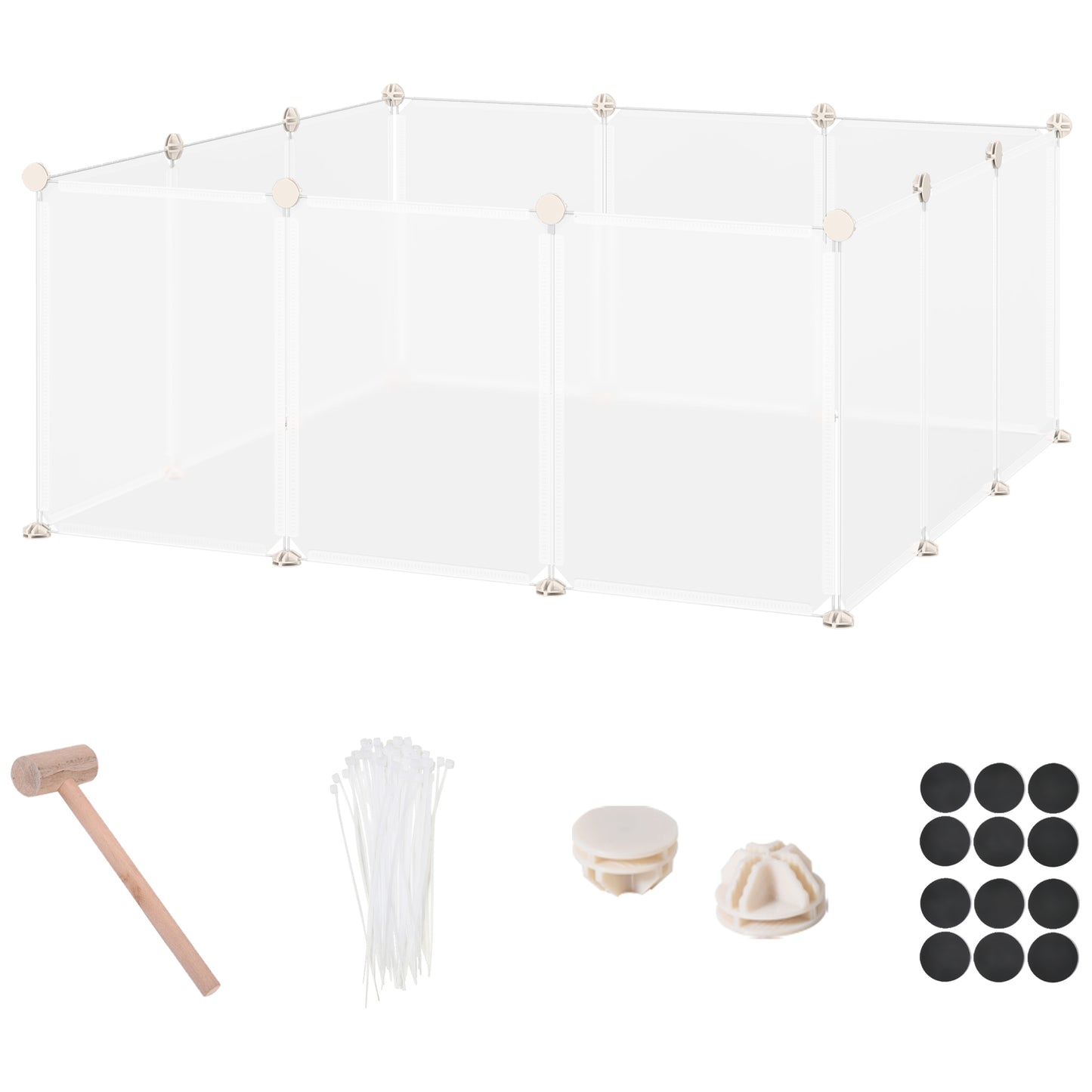 Small Animal DIY Playpen Enclosure with 12 Panels, White, 41 x 41 inches