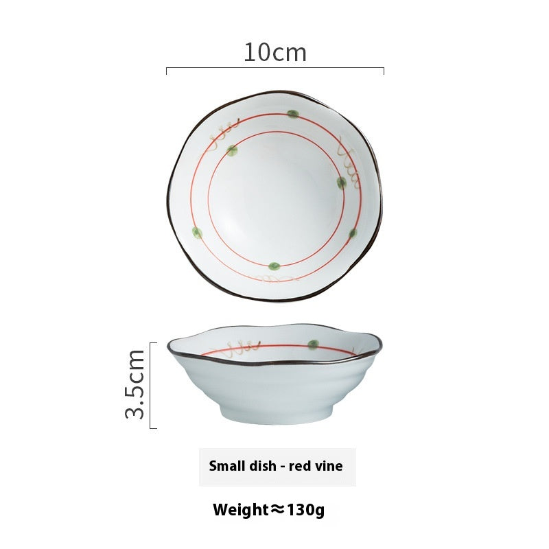 Ceramic Condiment Dish Set - Retro Style Hot Pot Vinegar Sauce Plate
