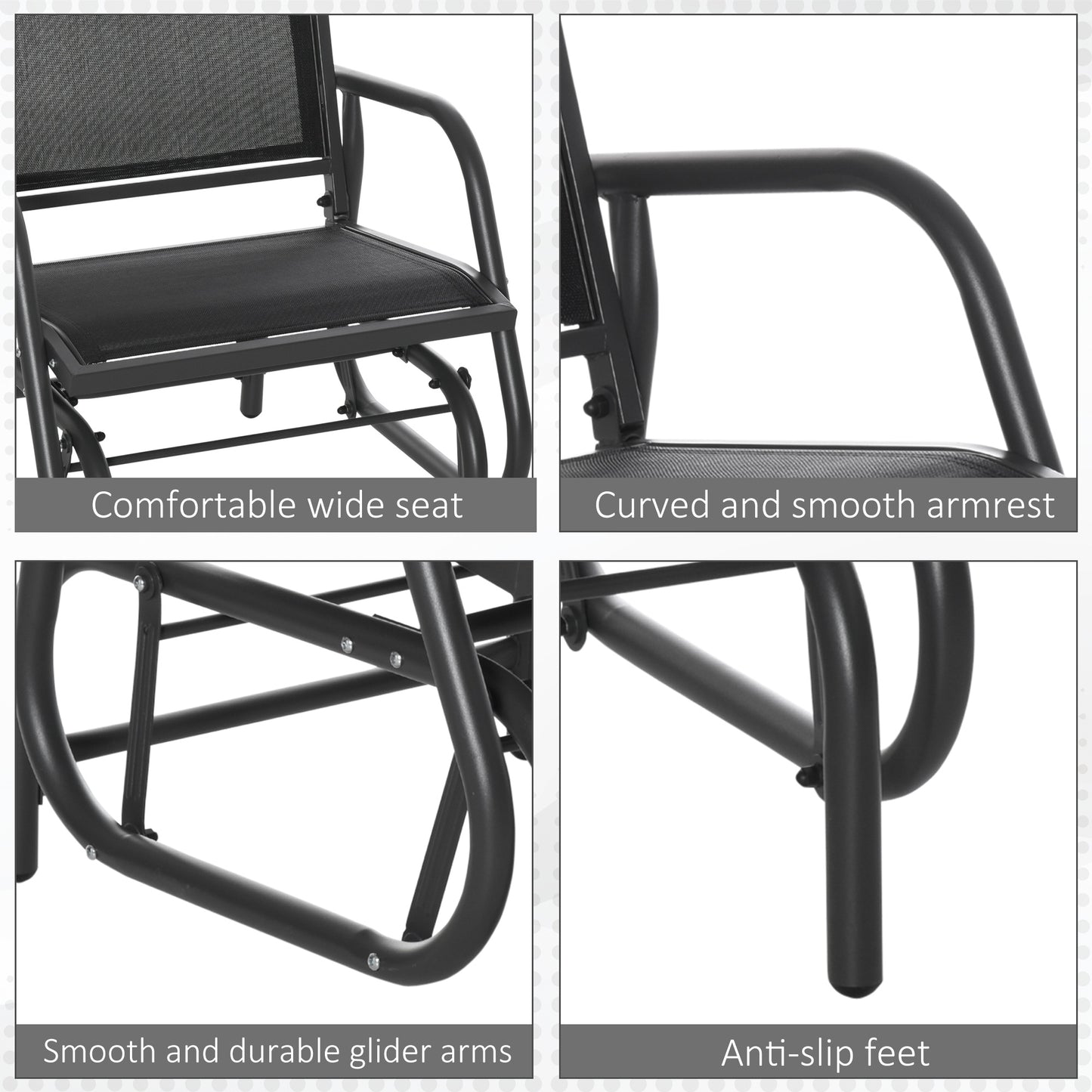2-Piece Outdoor Glider Rocking Chair Set - Black