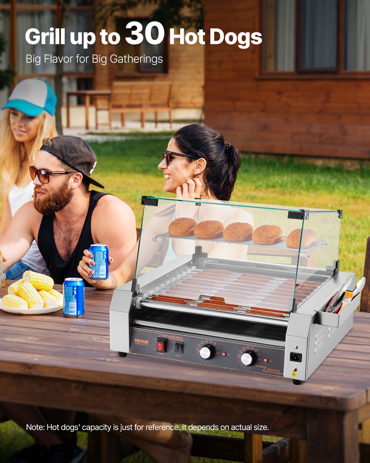 Electric Hot Dog Roller Grill 30 Hot Dog Capacity Commercial Stainless Steel Cooker