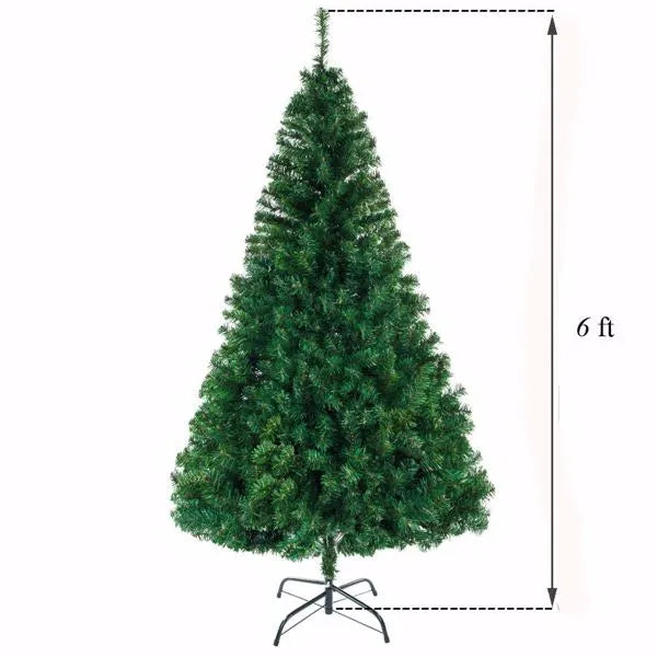 6ft 1050 Branch Christmas Tree - Green PVC with Metal Base