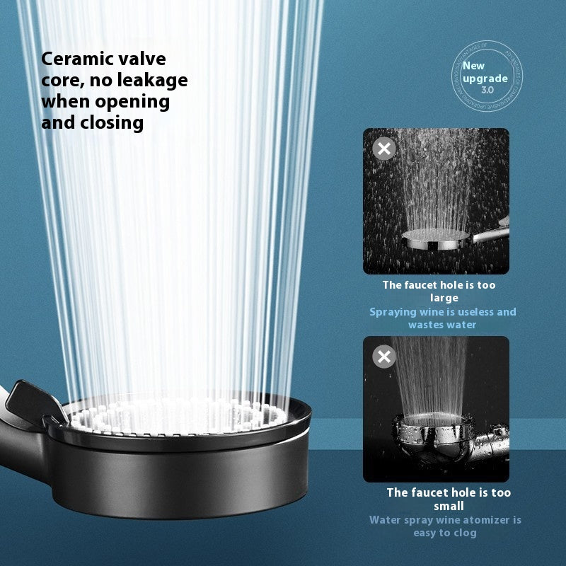 Supercharged Shower Nozzle Set with 5-Speed Handheld Shower Head and 1.5m Hose