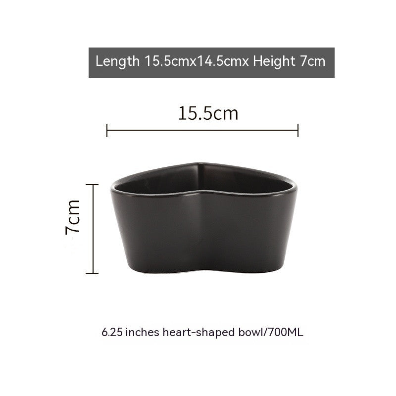 Heart-Shaped Porcelain Salad Bowl - Irregular Design, 6 Inches, Multiple Colors