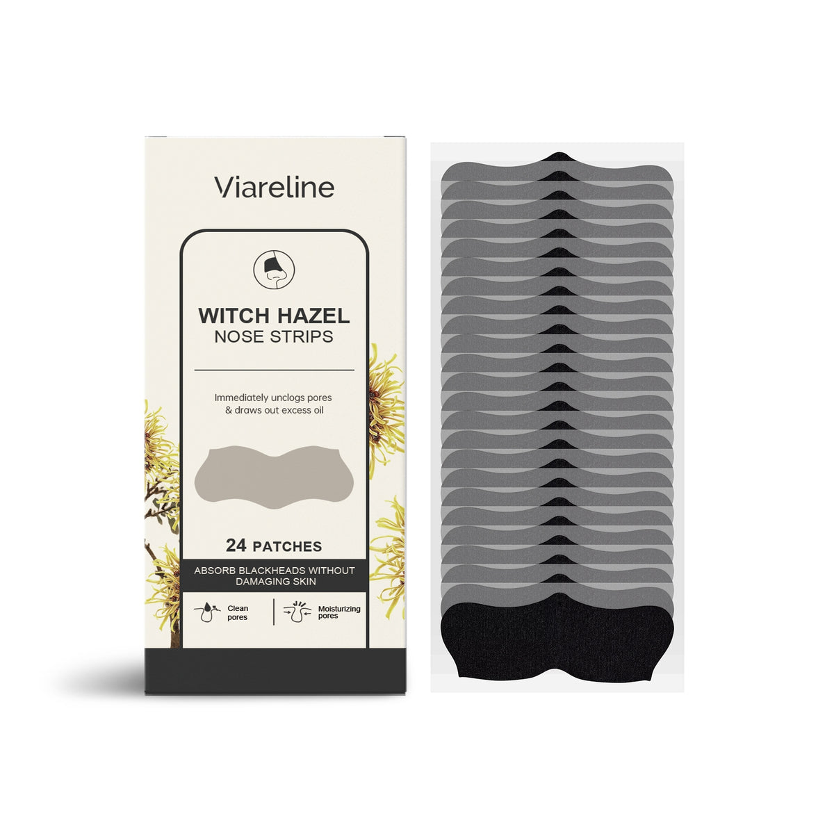 Blackhead Removing Nose Patches with Witch Hazel and Charcoal - 24 Pack