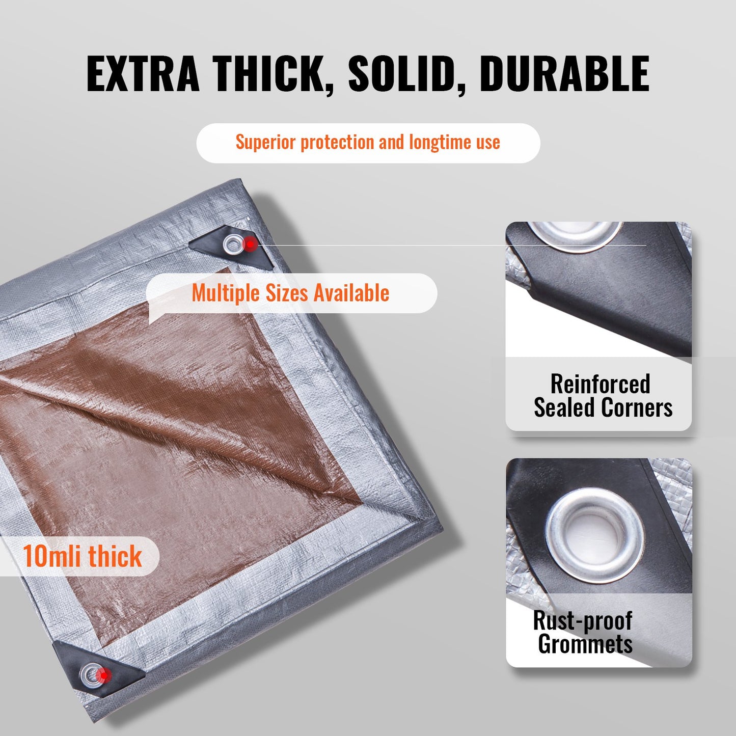 Waterproof Tarp 20x30 Ft Poly Cover 10 Mil UV Resistant Heavy Duty Outdoor Tarpaulin