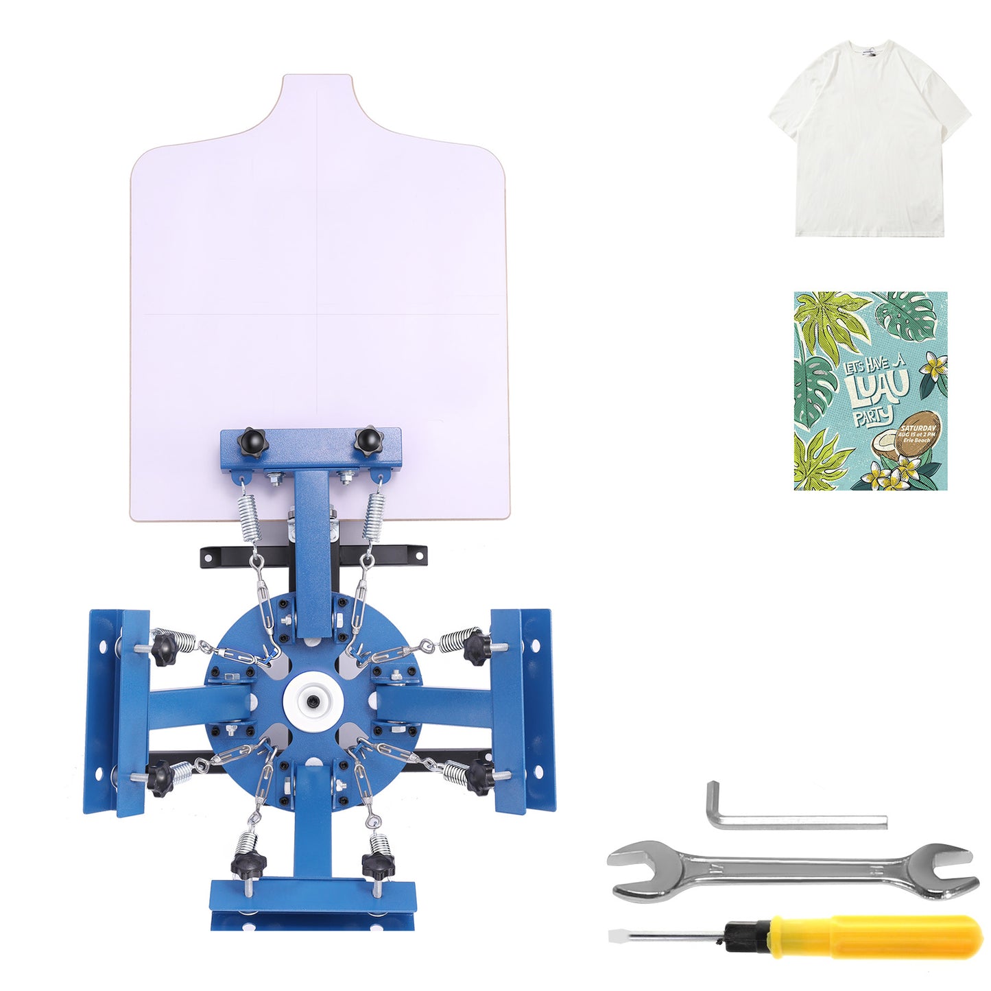 4-Color Screen Printing Machine 21.3x17.7 In Rotatable Press for DIY T-Shirts & Commercial Use