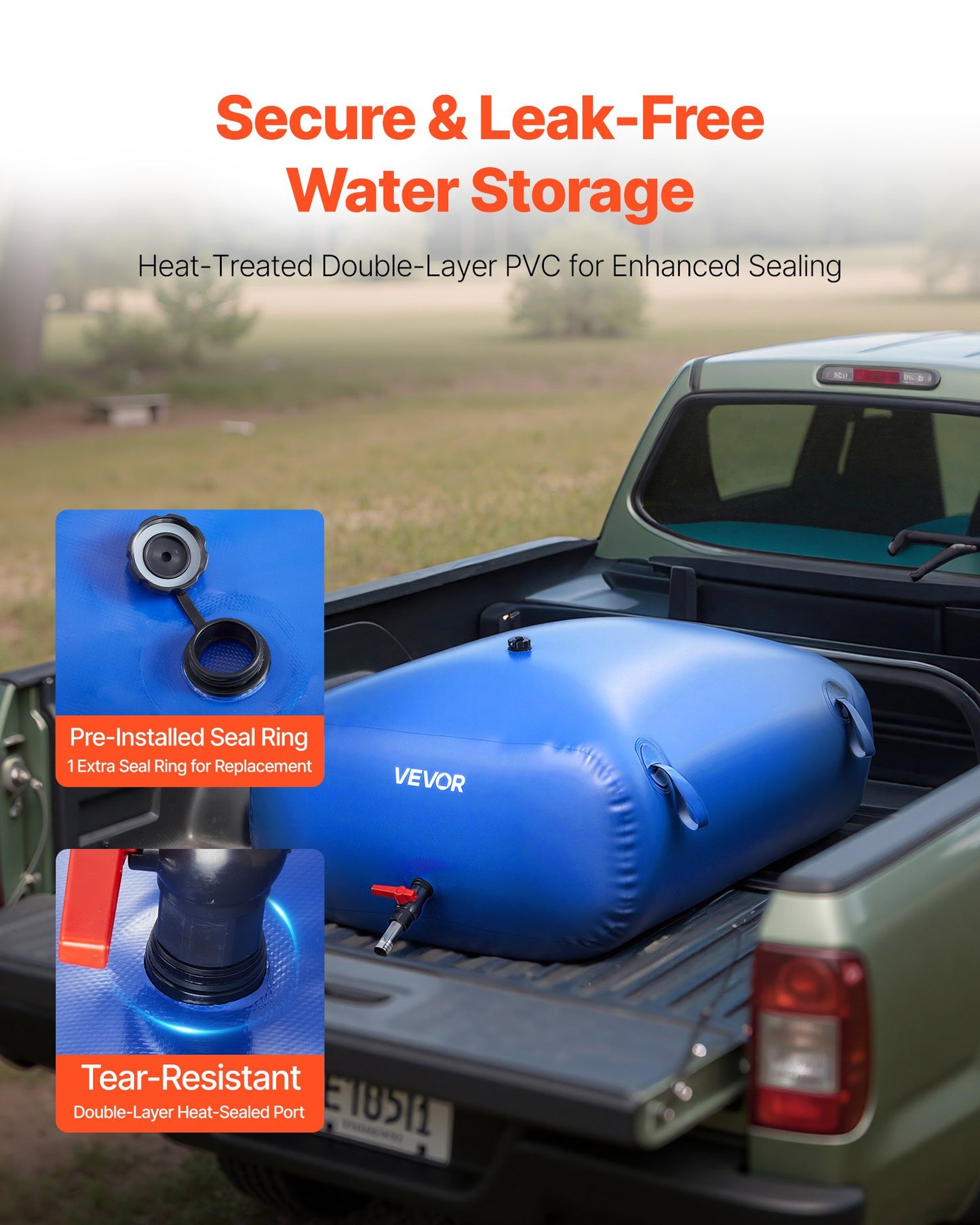 87.2 Gal Collapsible Water Storage Bladder with Leakproof PVC for Camping RV Garden Irrigation