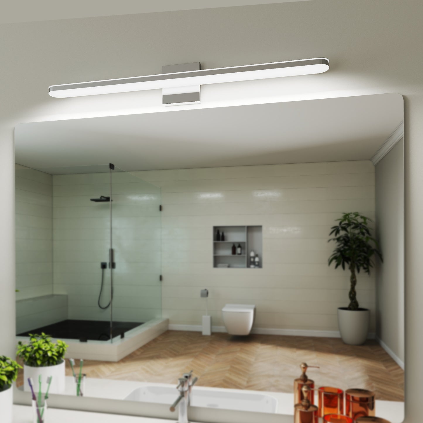 32-Inch Dimmable LED Vanity Light Fixture for Bathroom Mirror Chrome Finish