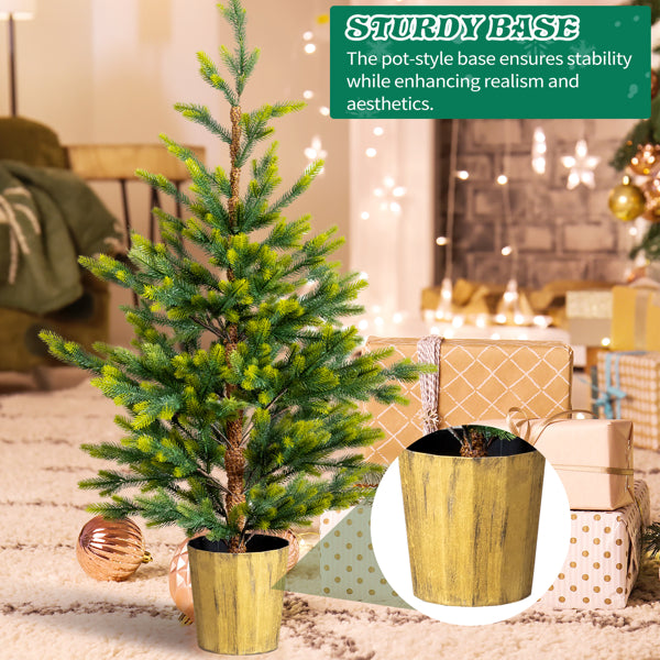 4FT Dual Tone Artificial Christmas Tree - 2 Pack with Pot