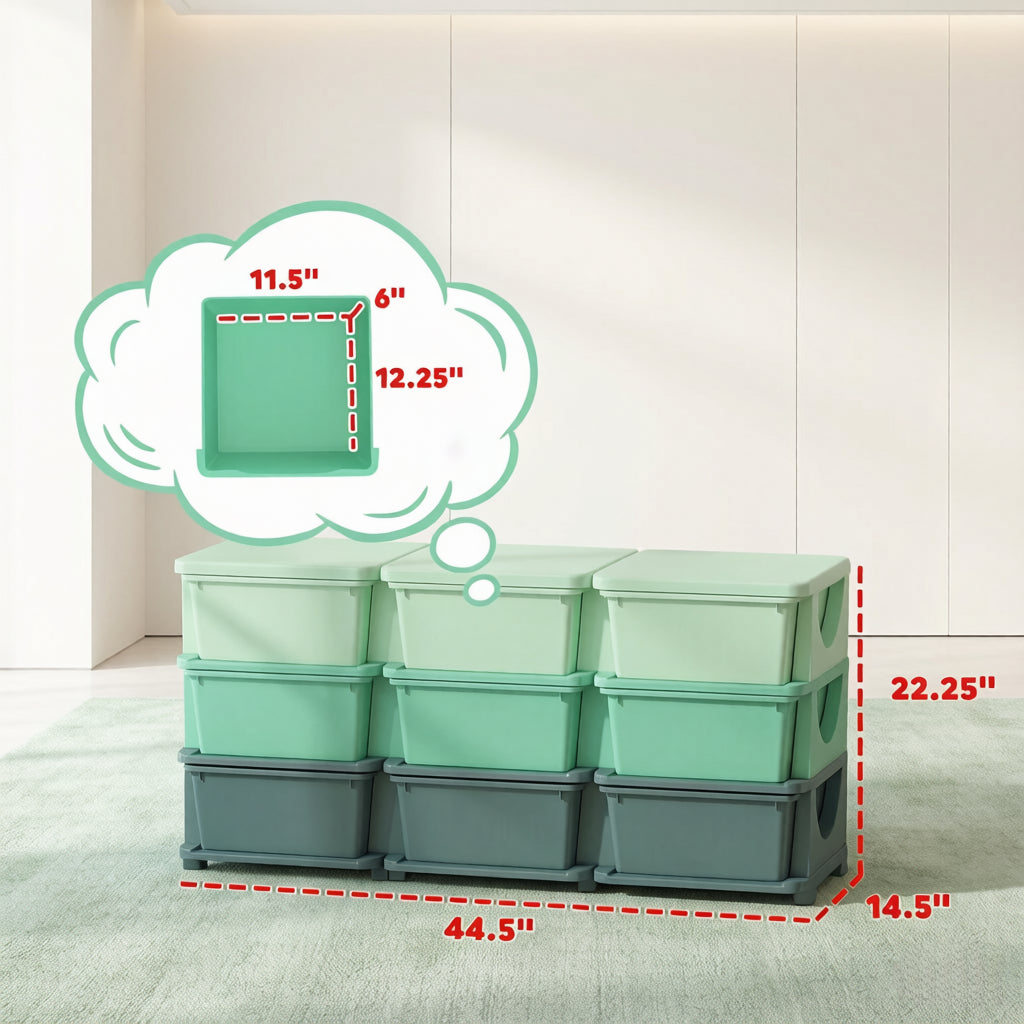 Toy Storage Organizer - Space-Saving Vertical Drawer Unit - Green