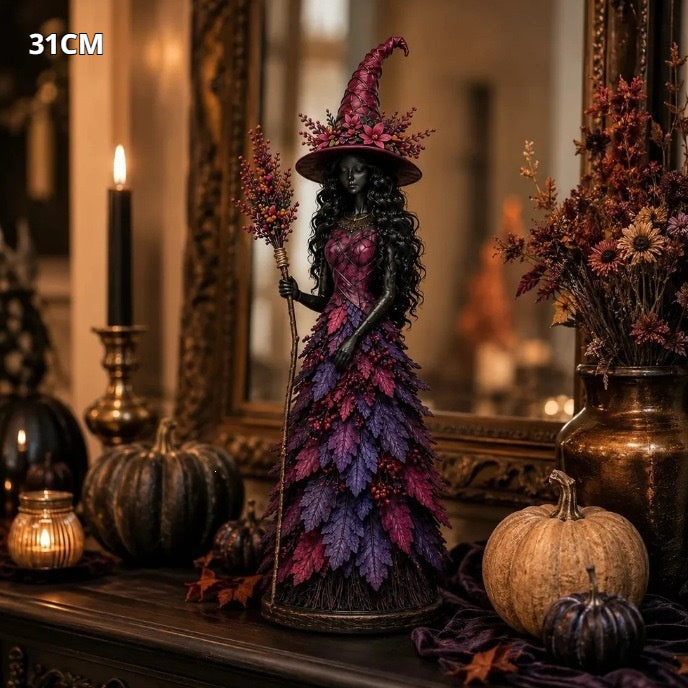 Halloween Witch Statue for Home Decor - Autumn Resin Ornament