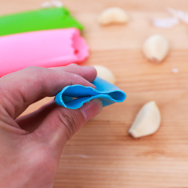 Manual Garlic Press Kitchen Tool - Silicone Handheld Peeler, Multiple Colors