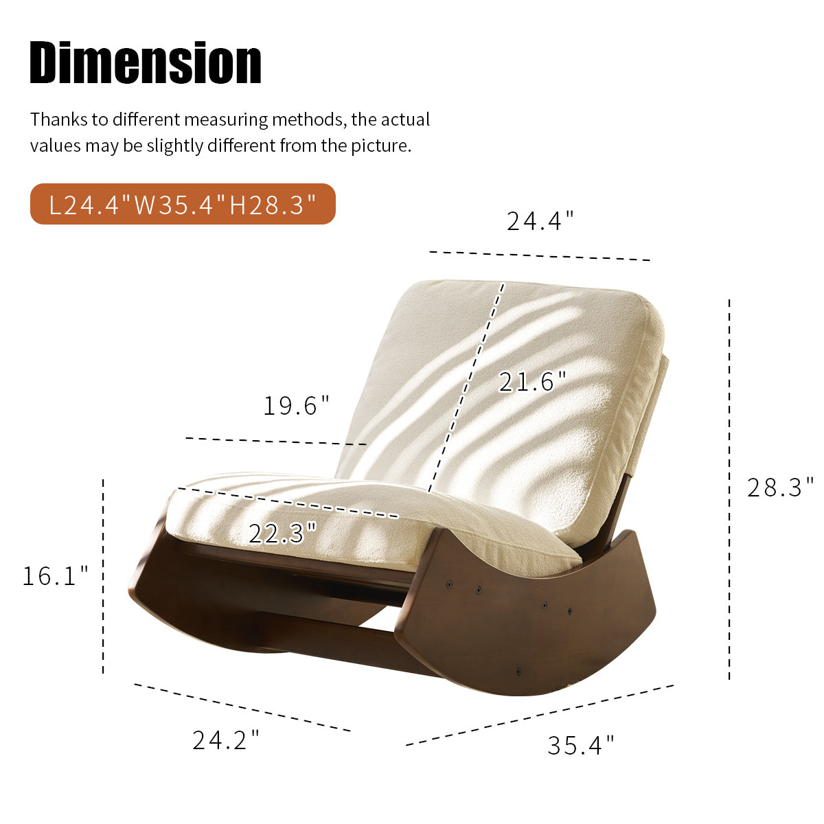 Comfortable White Glider Rocking Chair - Solid Wood Frame