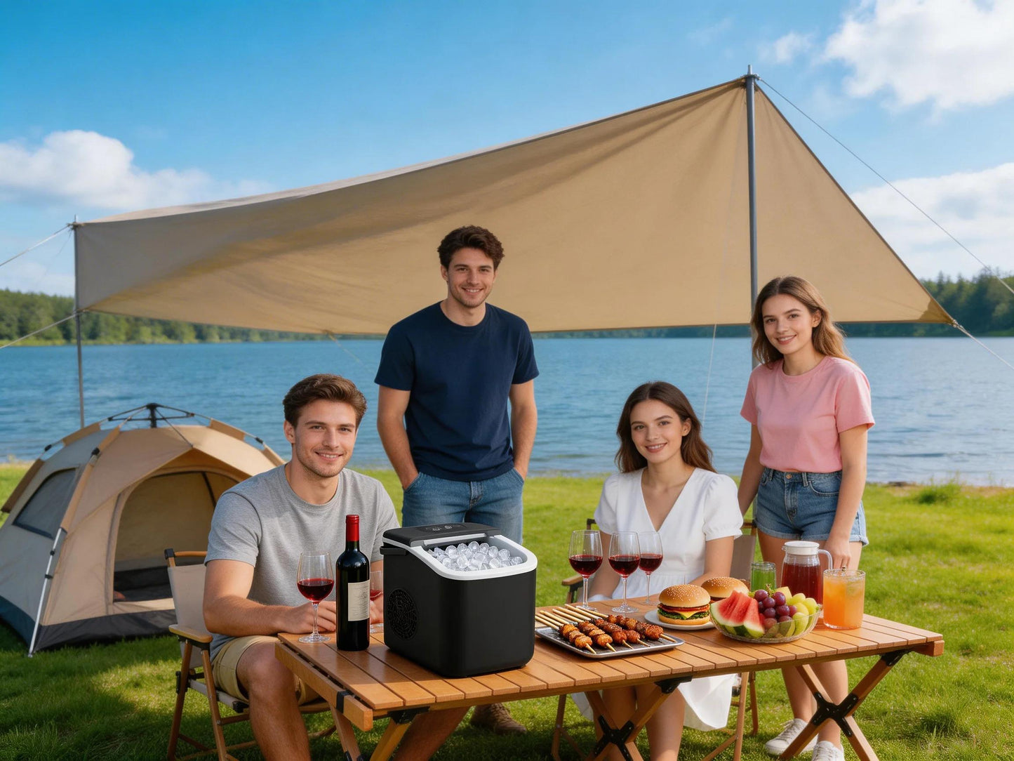 Portable Countertop Ice Maker Compact, Self-Cleaning, With Handle