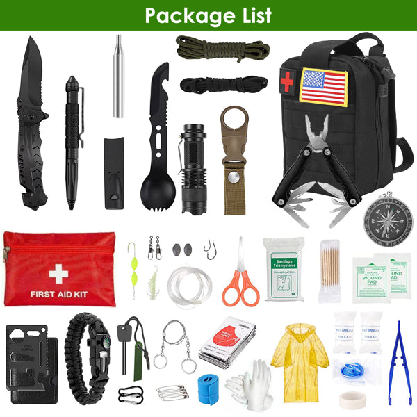 47-Piece Survival Kit Emergency Tool Set with First Aid & Accessories