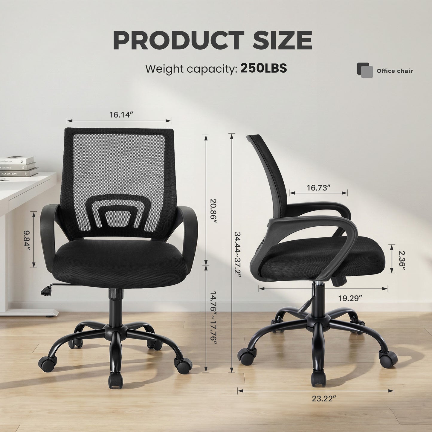 Ergonomic Office Desk Chair with Waist Support & Swivel Function