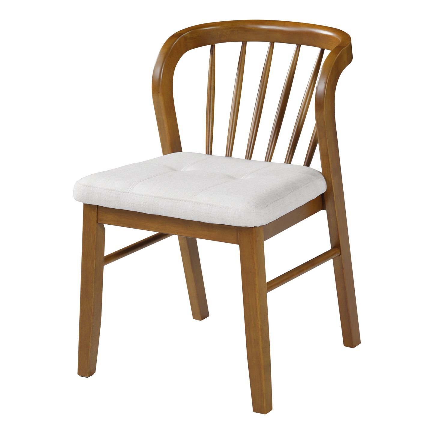 Mid-Century Modern Rubber Wood Dining Chairs - Set of 2, Walnut & Beige