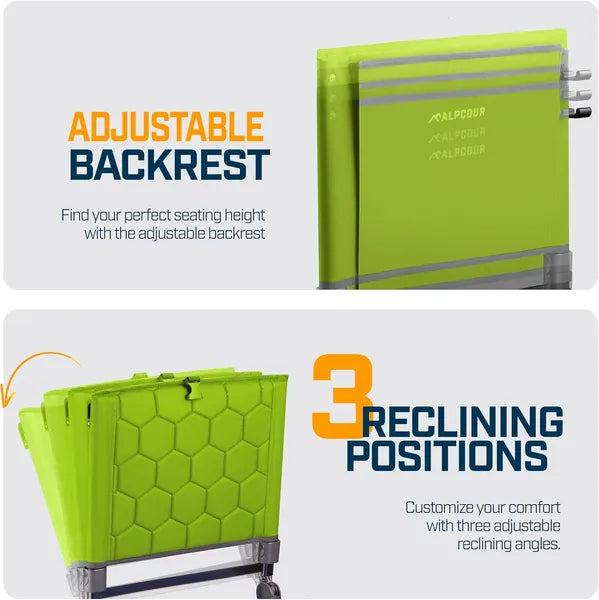Folding Reclining Stadium Seat with Back Support - Lime 17"