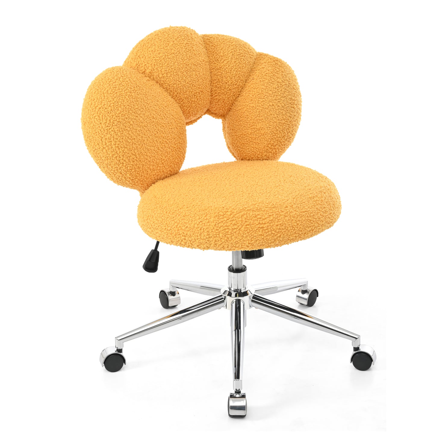 Height Adjustable 360° Swivel Chair - Yellow Teddy Fabric