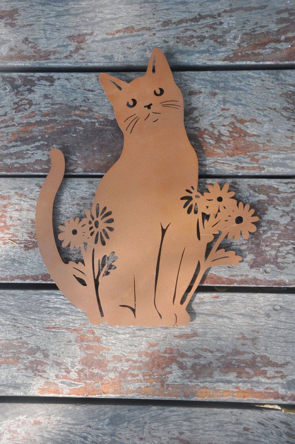 European-Style Pastoral Iron Kitten Flower Holder Garden Wall Decor