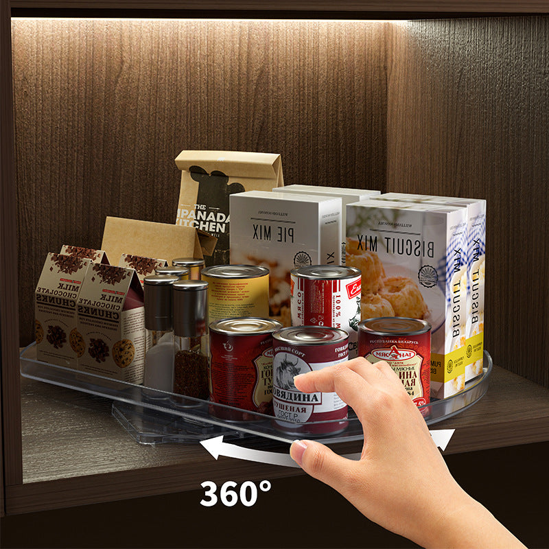 Rotating Refrigerator Dining Tray - Transparent Kitchen Storage Organizer