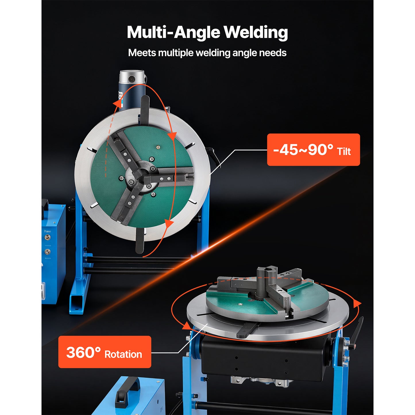 Rotary Welding Positioner 441 Lbs Load Capacity Tilt Table with Speed Control
