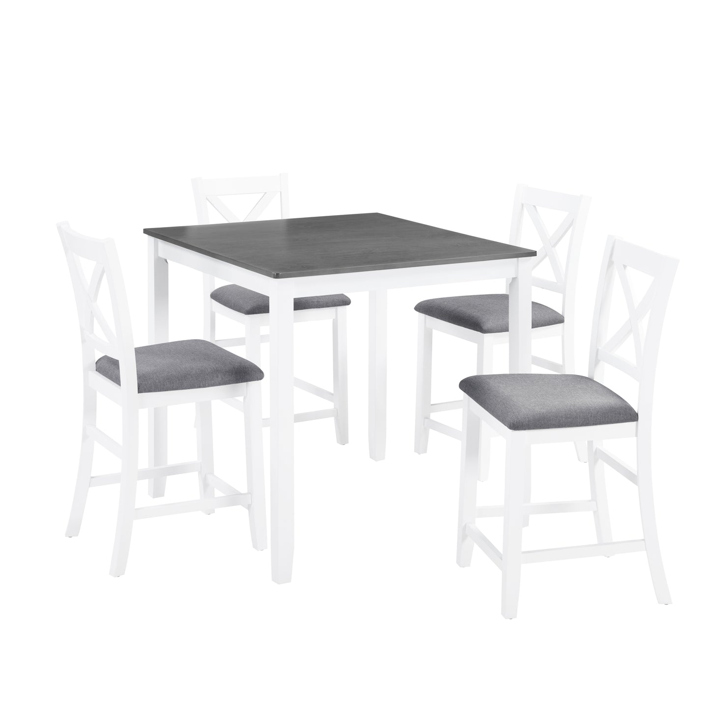 Counter Height Dining Table Set with 4 Chairs - Grey & White