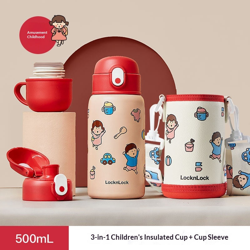 Insulated Children's Straw Cup with Adjustable Strap - 500ml Capacity