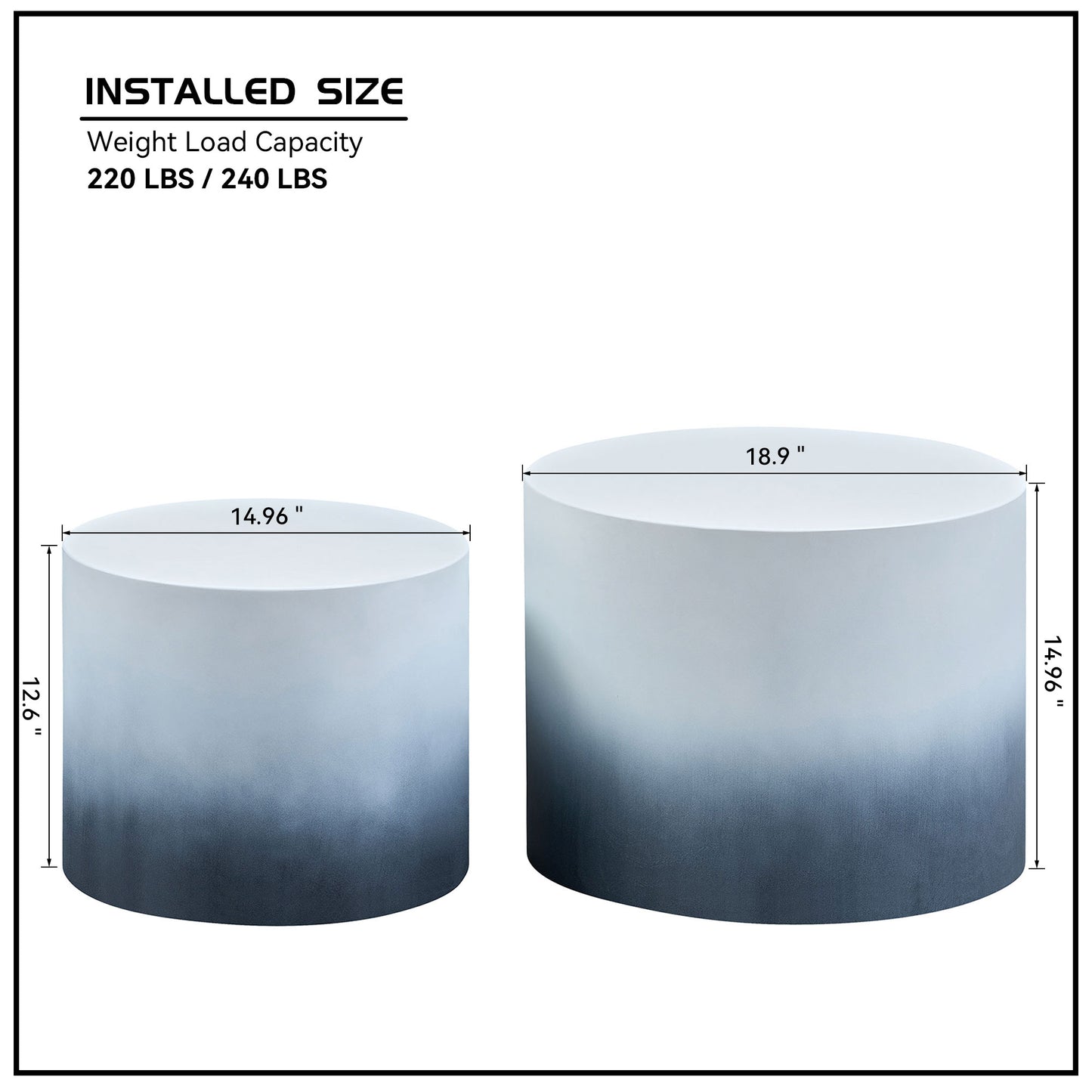 Nesting Coffee Table Set of 2 - Black & White MDF Side Tables