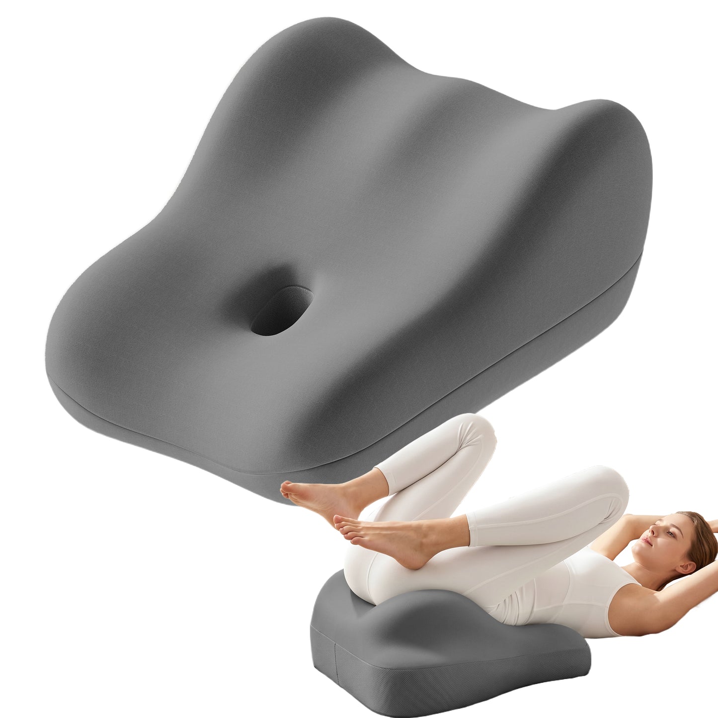 Ergonomic Memory Foam Support Pillow for Couples - Grey