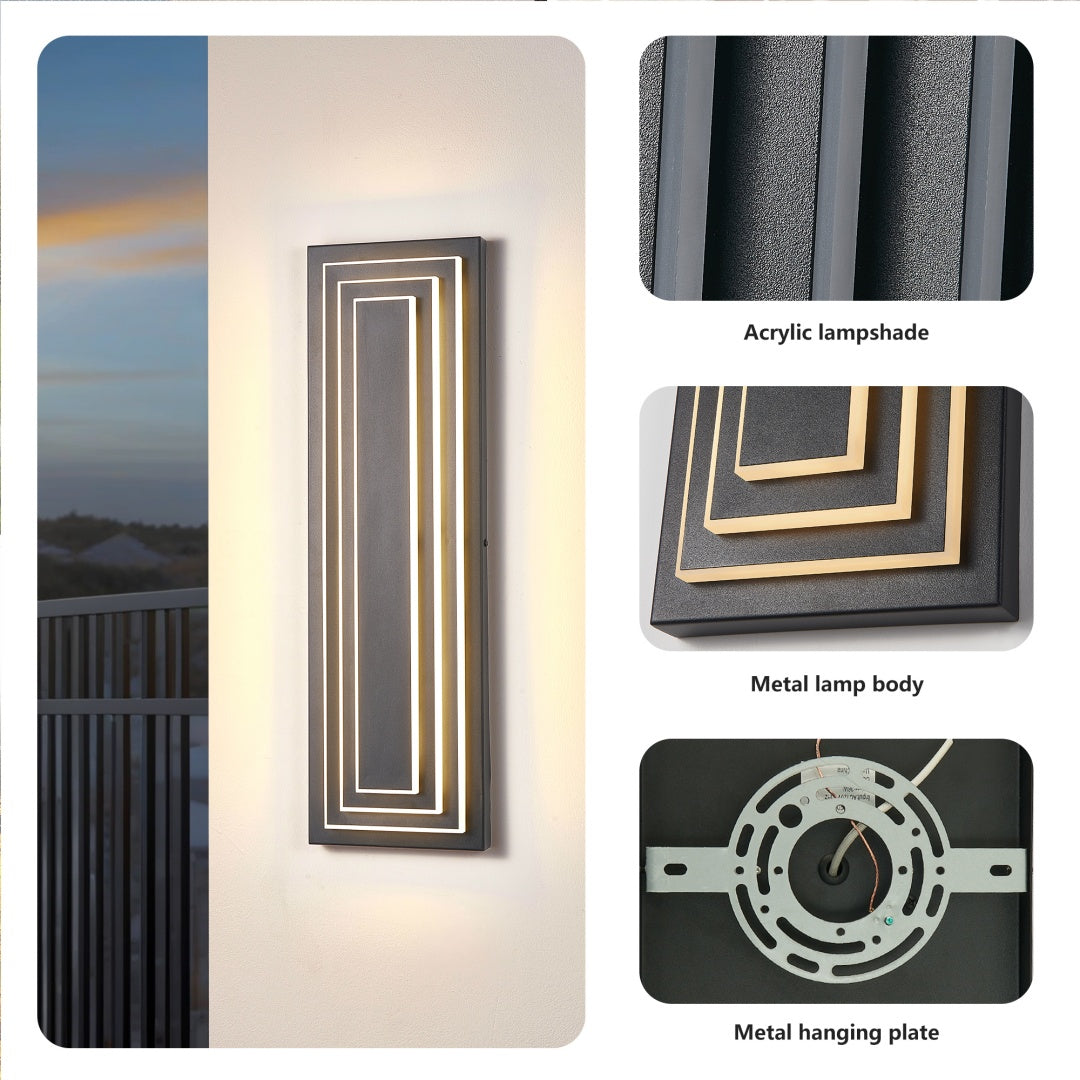 Modern Outdoor Wall Lights - 23.6 Inch LED Sconce, 2 Pack
