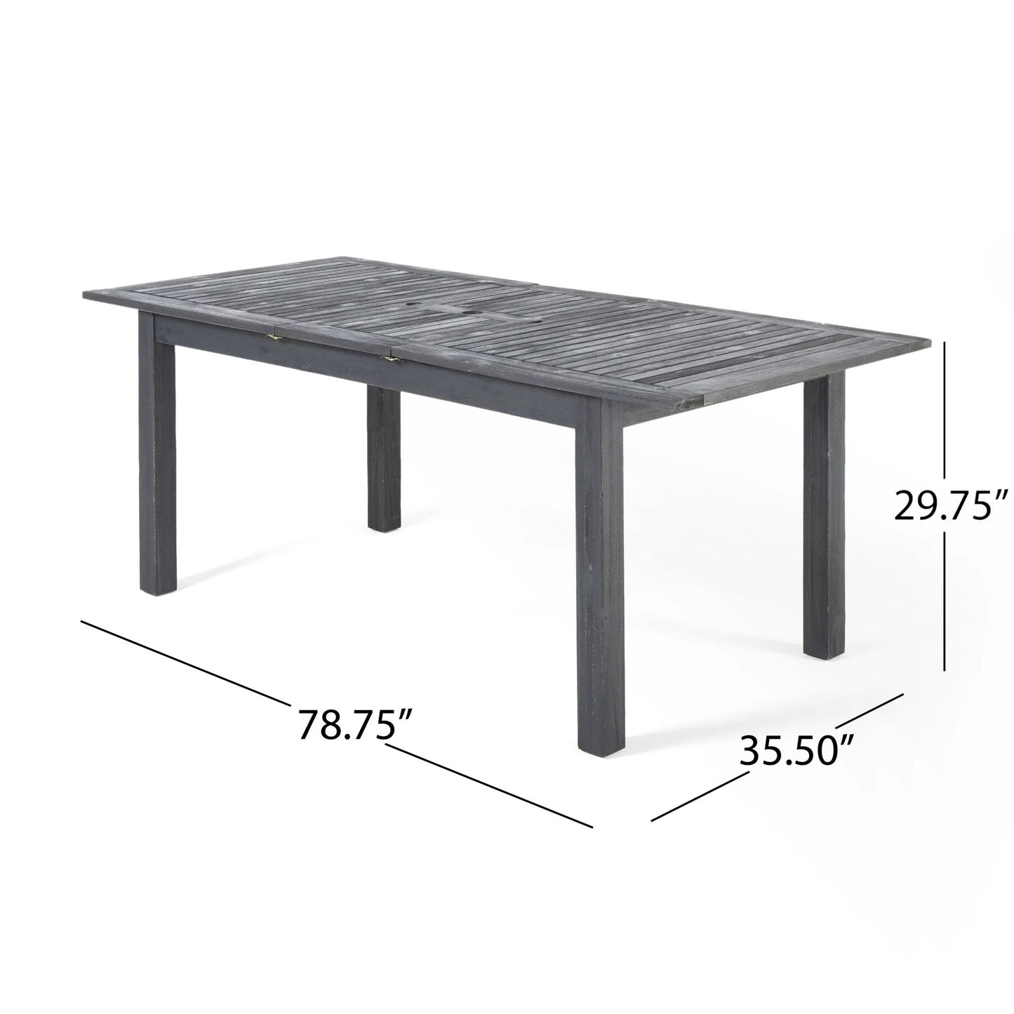 Outdoor Expandable Dining Set - 7 Piece Acacia Wood in Dark Gray & Light Gray