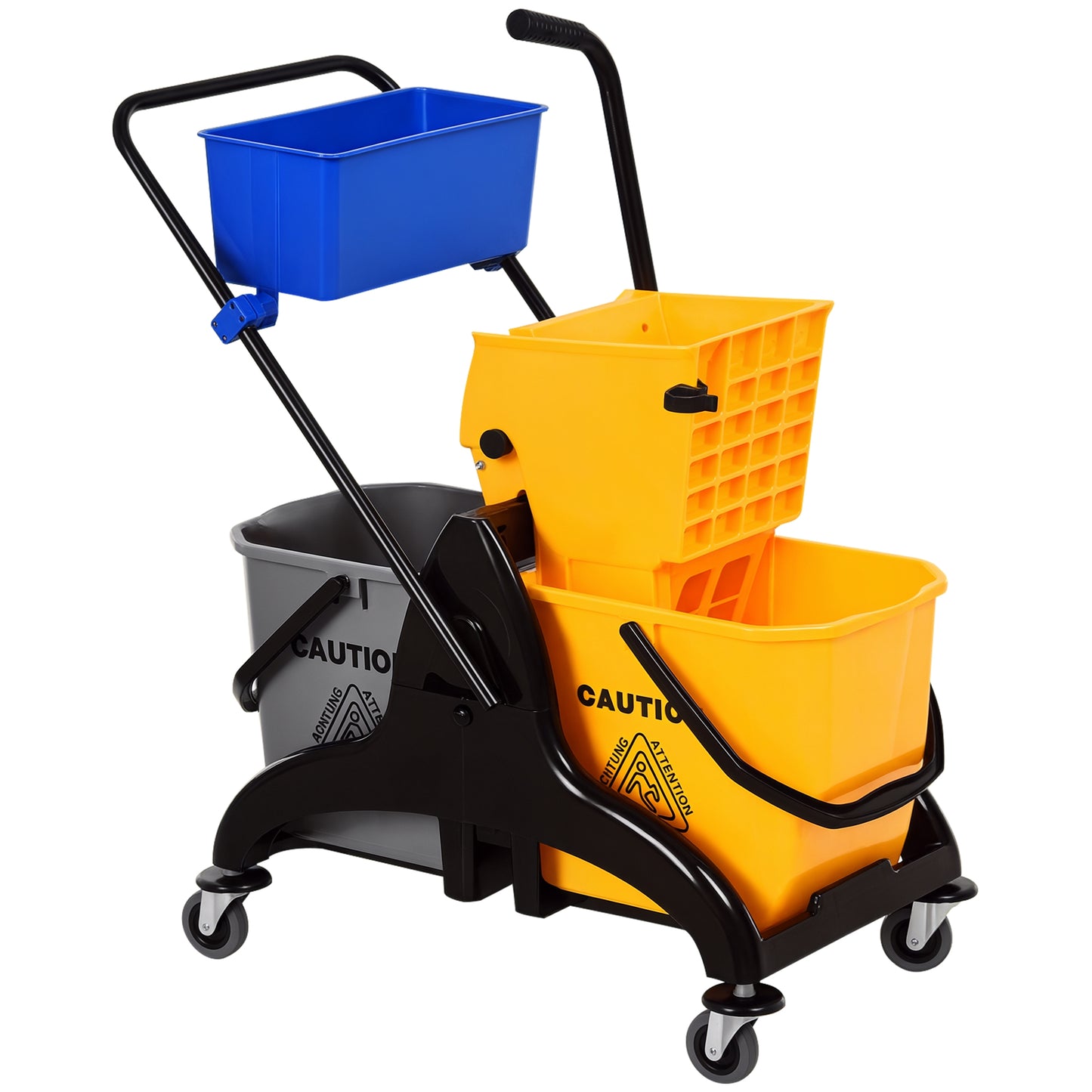 Industrial Mop Water Bucket with Wringer and Mobility Casters - Large Capacity