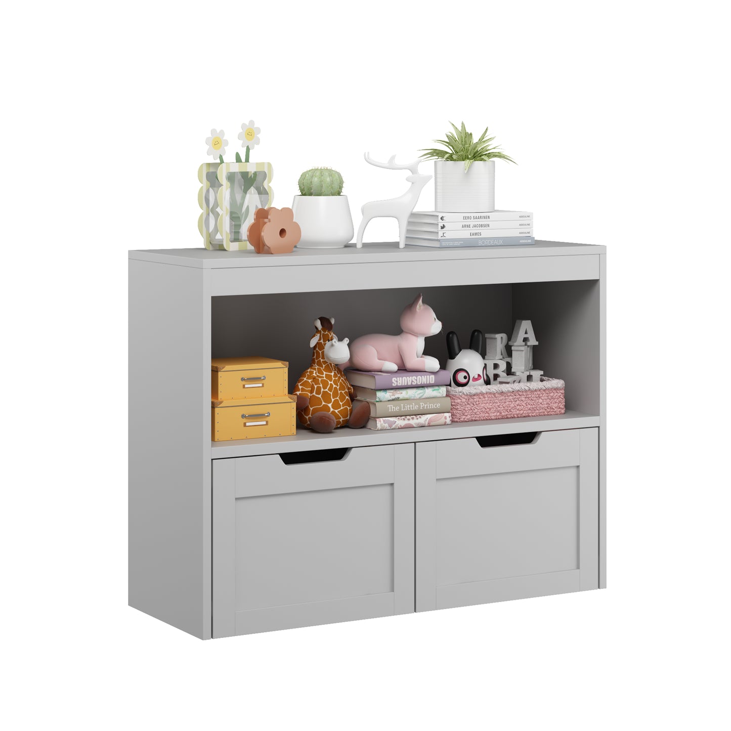 Gray Book Organizer & Toy Storage Cabinet - Large Capacity