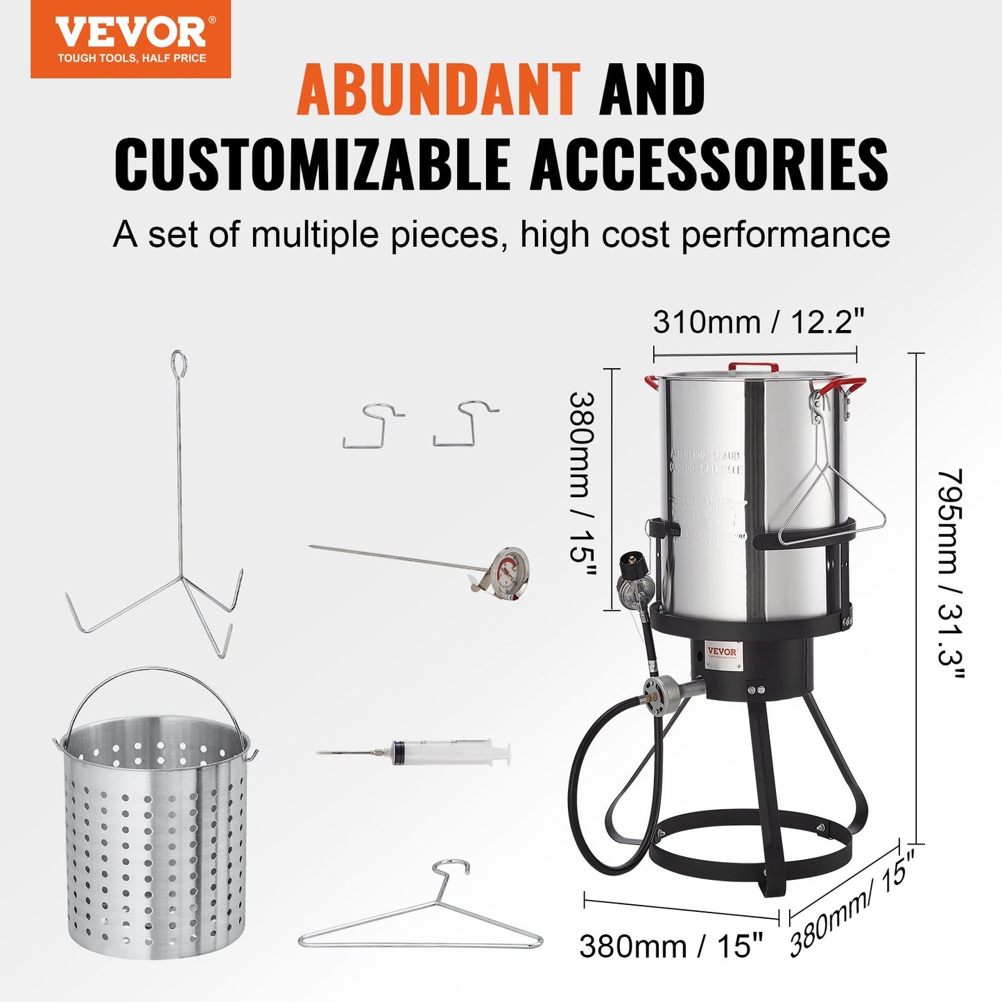 30-Quart Turkey Deep Fryer Set with Accessories & 54,000 BTU Burner