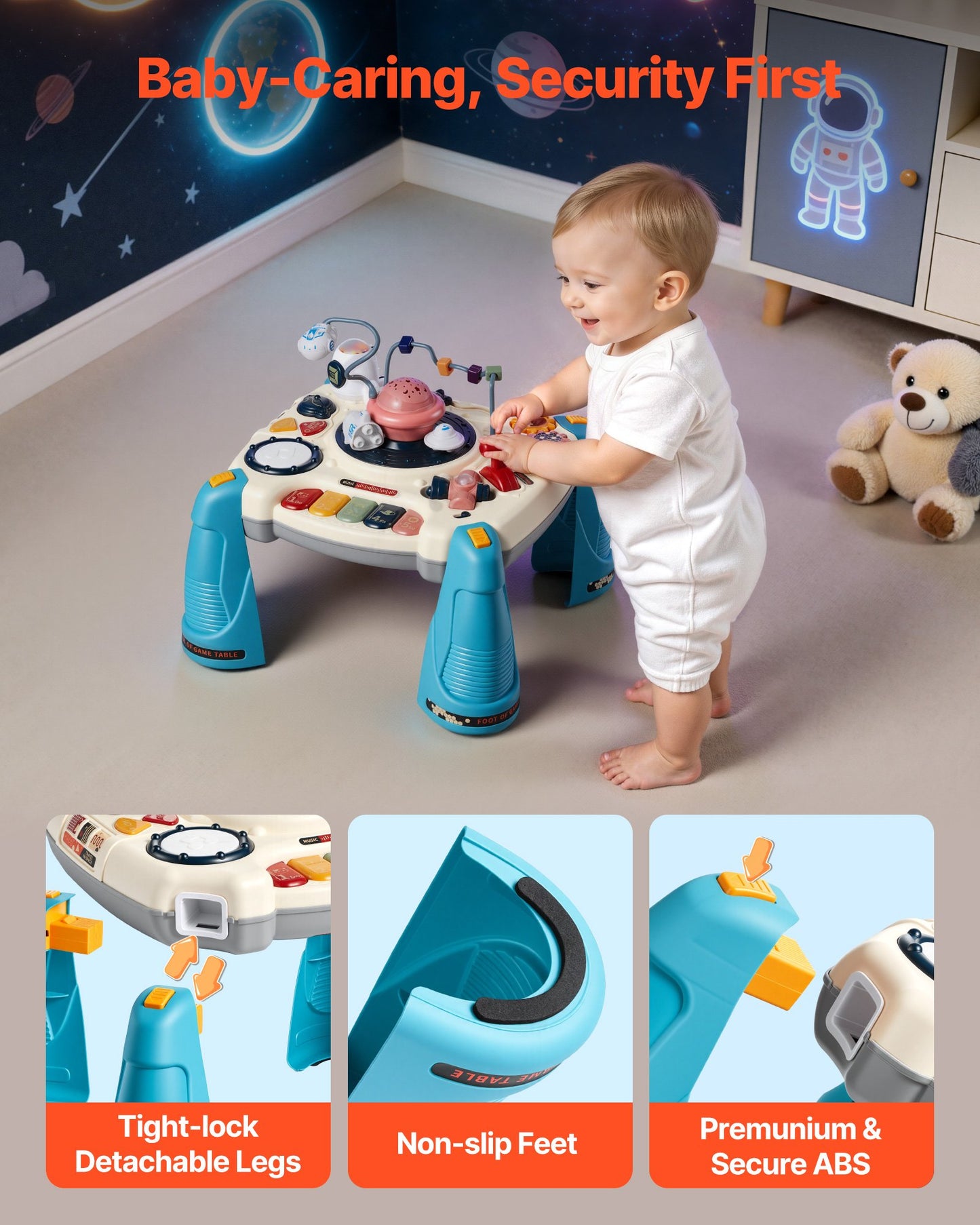 Space-Themed Toddler Musical Learning Table - Sensory Activity Desk for 6+ Months