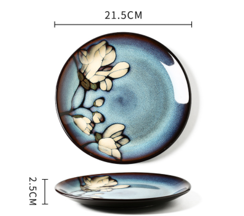 Hand-Painted Ceramic Bowls and Plates - Creative Under-glaze Dinnerware Set