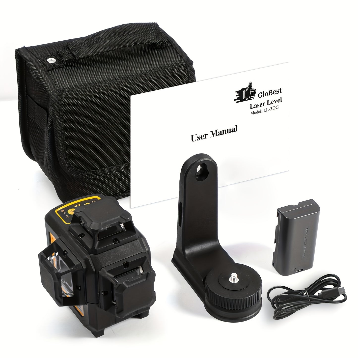 Self Leveling Laser Level Tool with 3x360° Green Lines, Magnetic Base, Rechargeable Battery, Model LL 3DG
