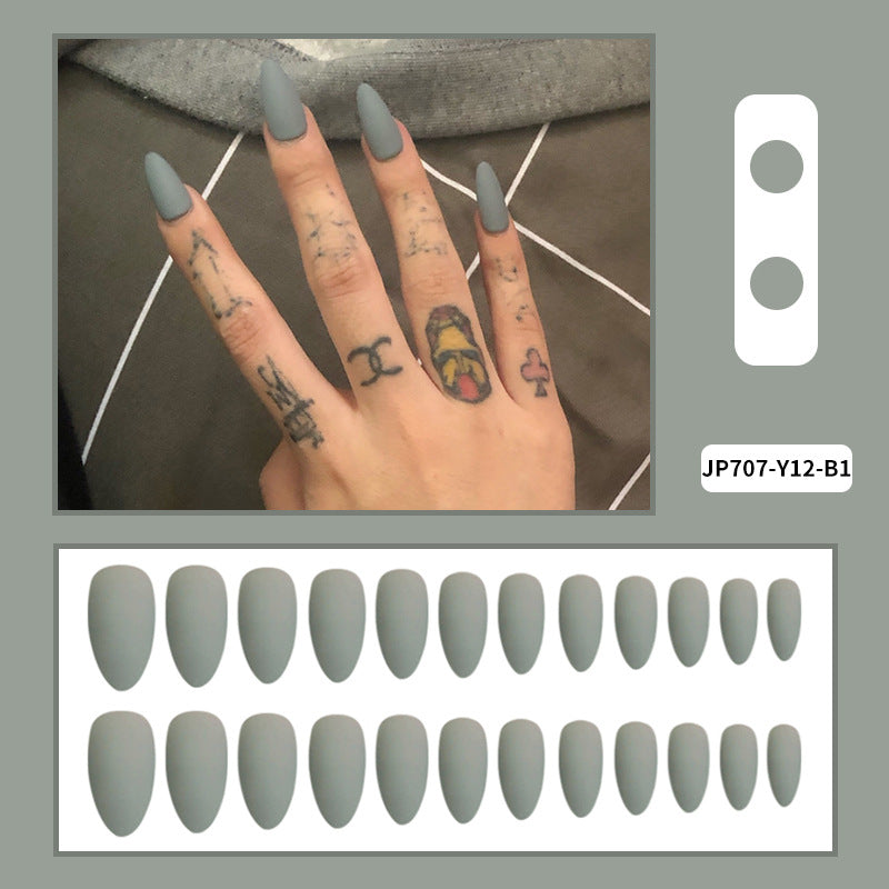 Women’s Solid Color Frosted Matte False Nails with Starry Sky Design