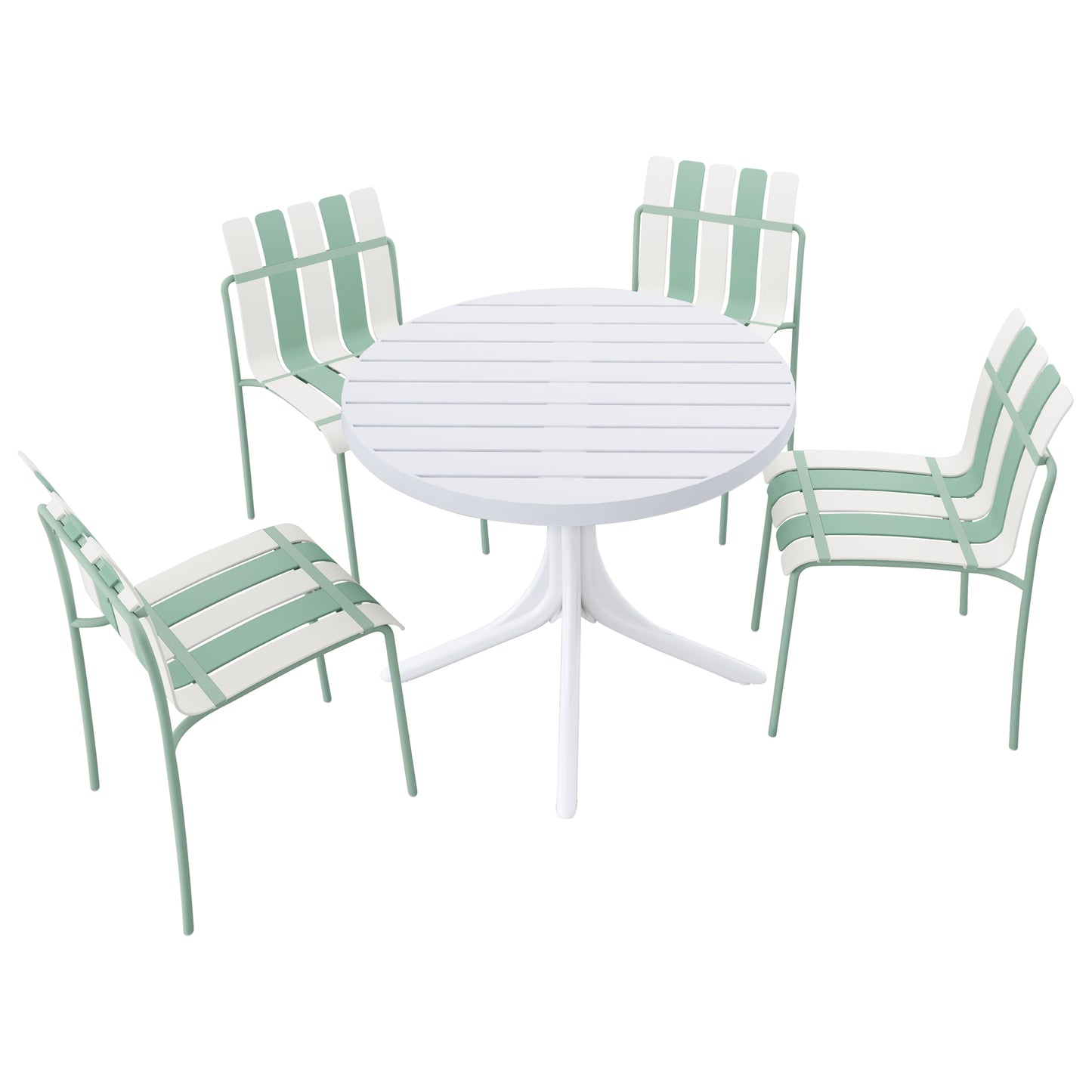 Modern Striped Color Block Chairs 4-Pack with Round Table - Waterproof