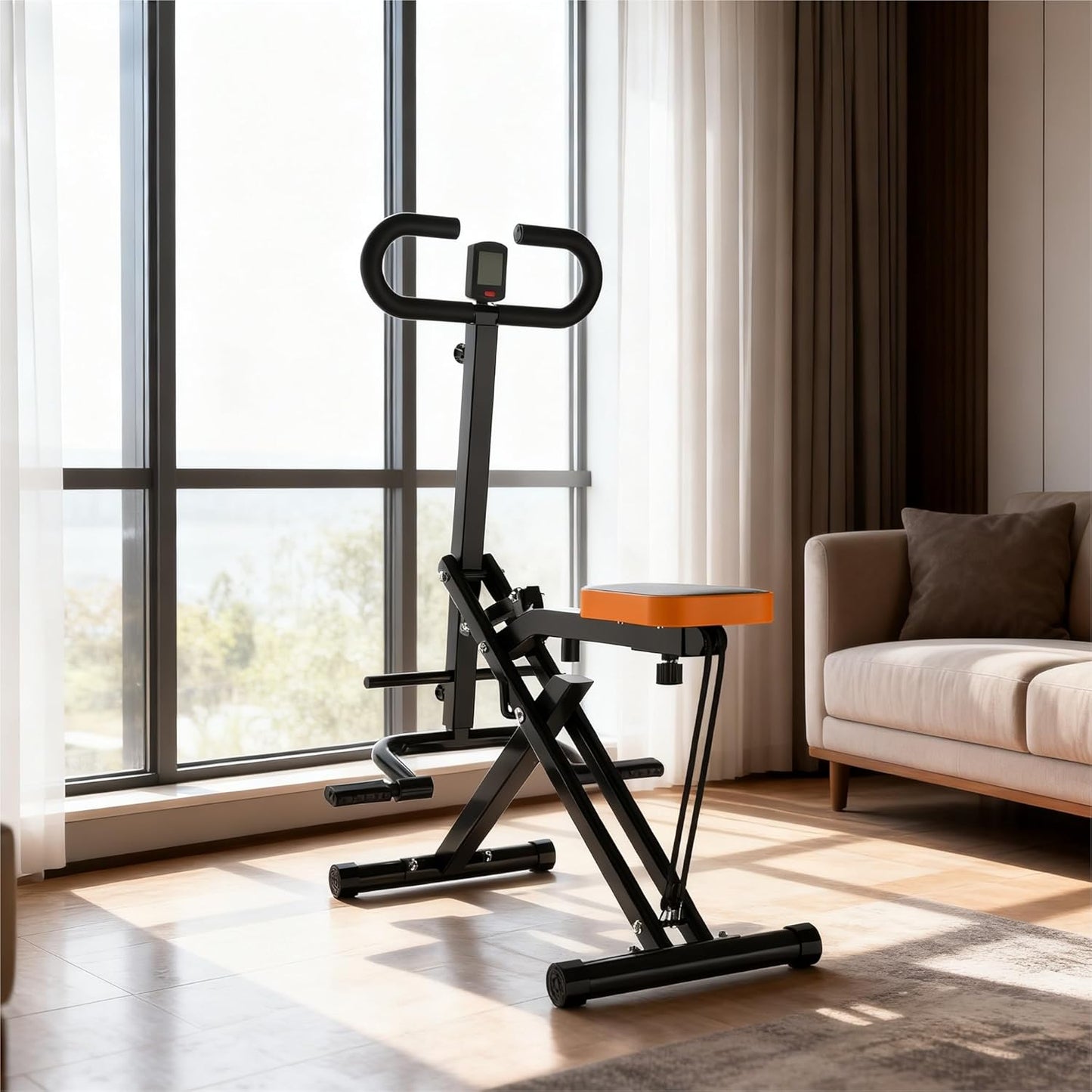 Squat Machine for Home Gym - Foldable Glutes Trainer with Resistance Bands