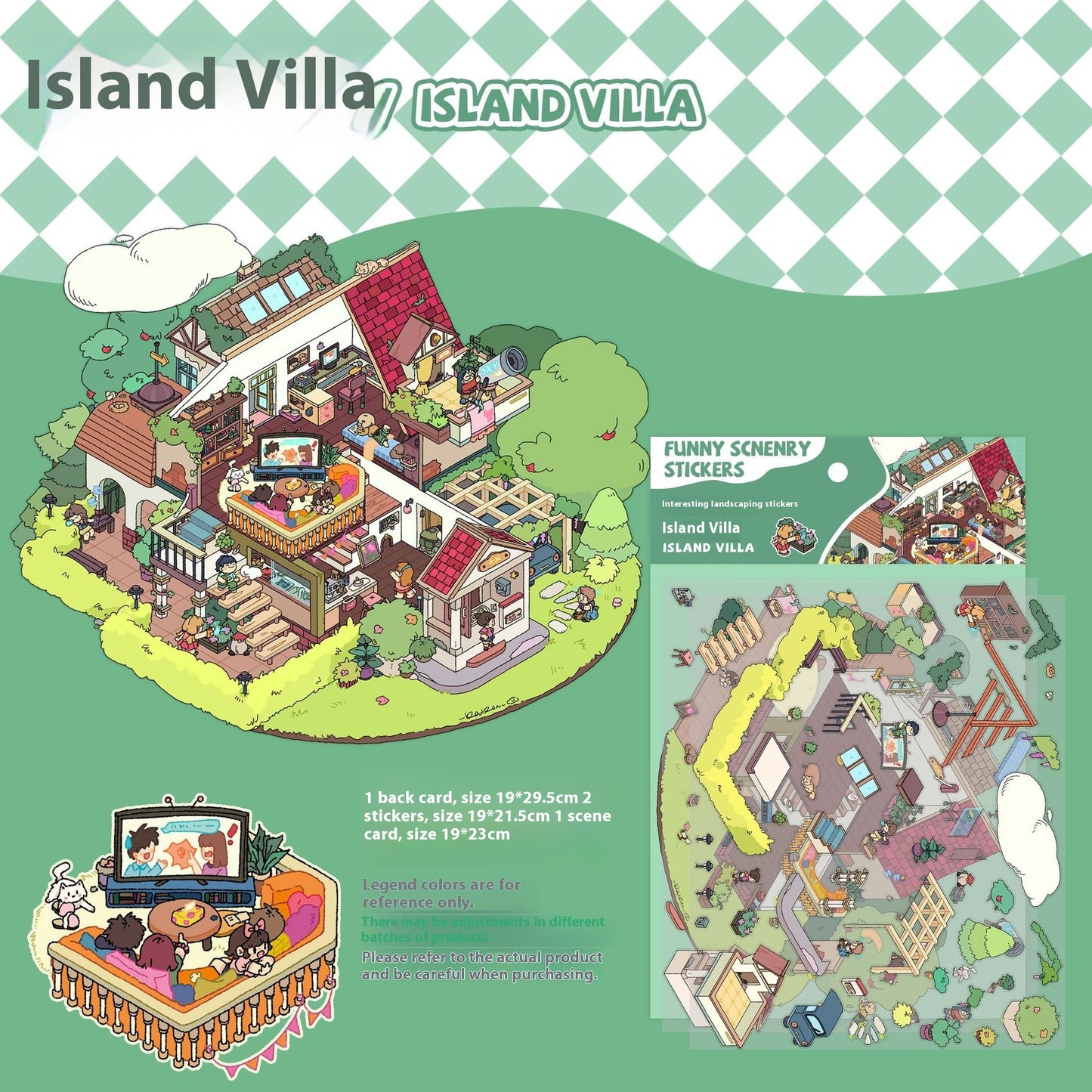 Large Cartoon Landscape Sticker Set for Home & Garden Decor
