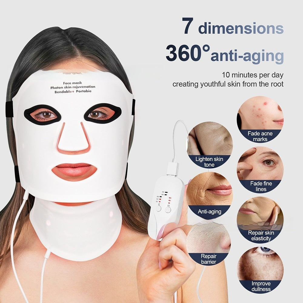 Rechargeable LED Photon Facial Mask for Skin Rejuvenation - Black & White