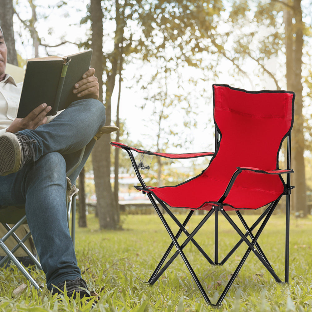 Portable Camping Chair - Red Oxford Cloth with Black Frame