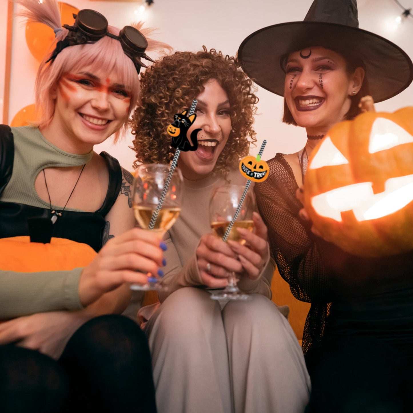 25-Pack Halloween Decorative Straws - Multicolor Paper Straws